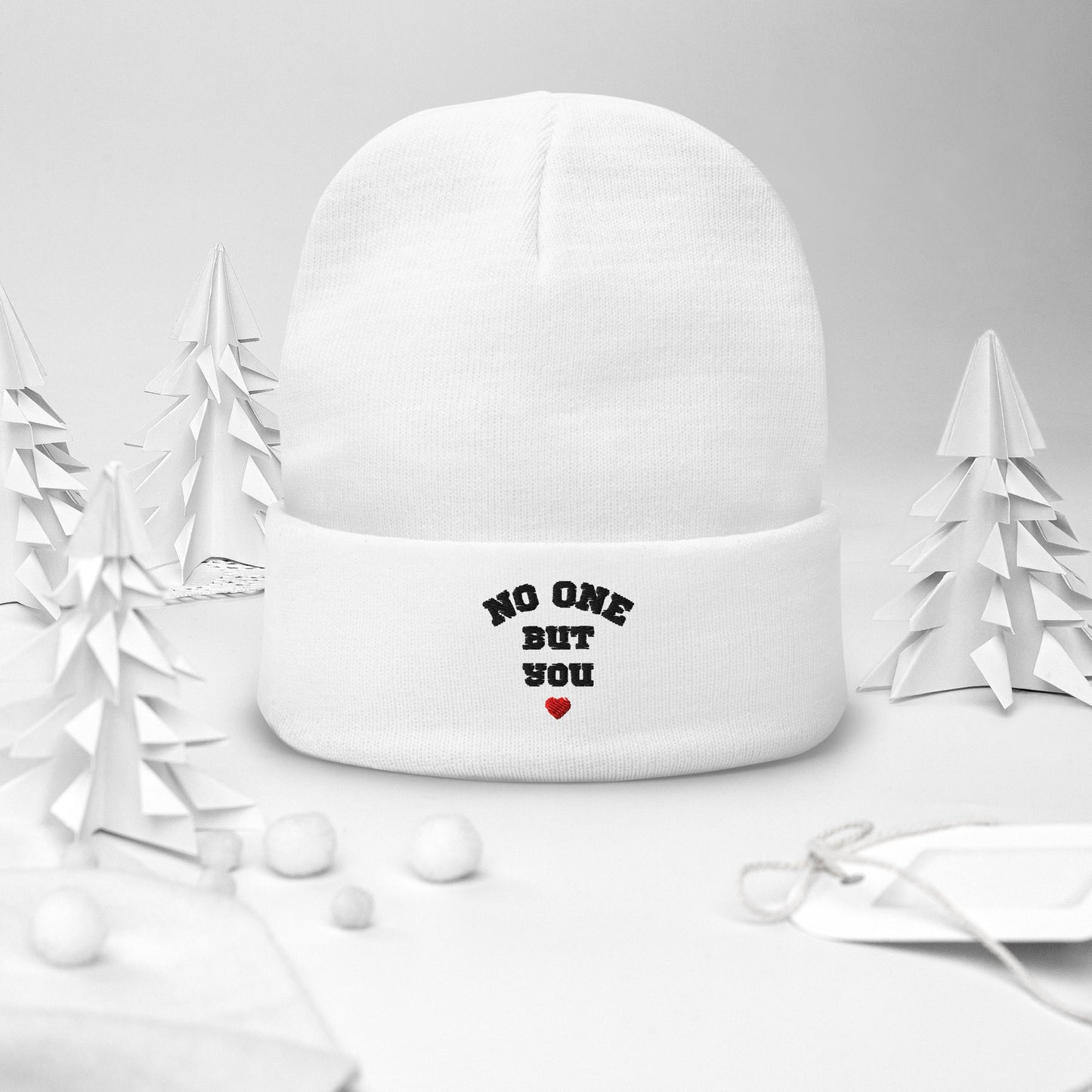 No One But You -Embroidered Beanie-white