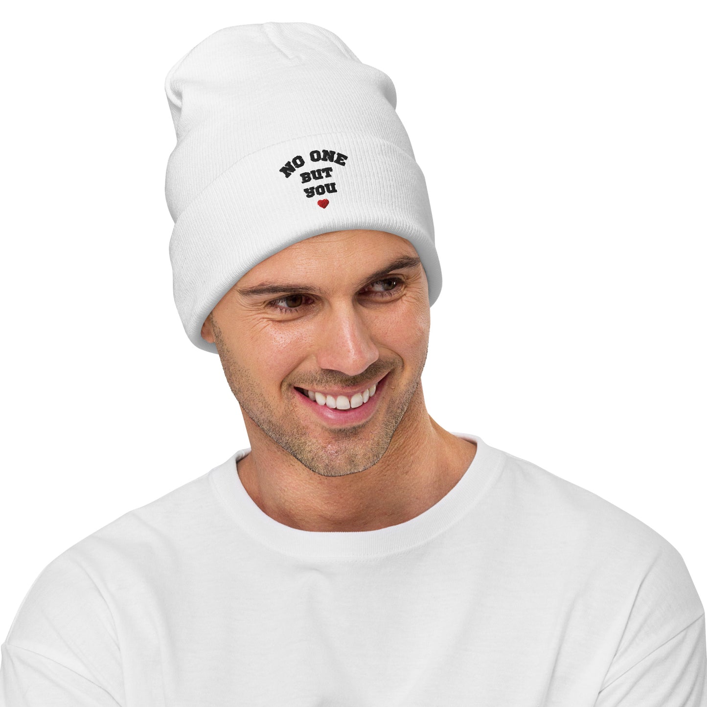 No One But You -Embroidered Beanie-white