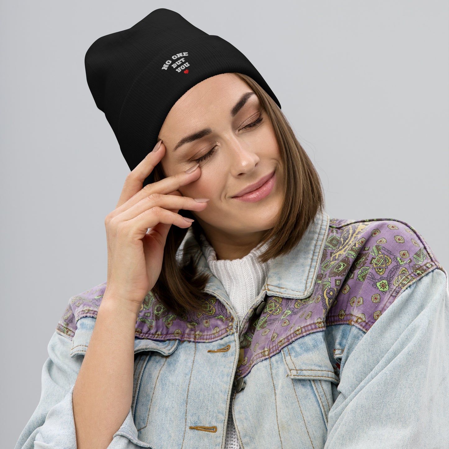 No One But You -Embroidered Beanie-black