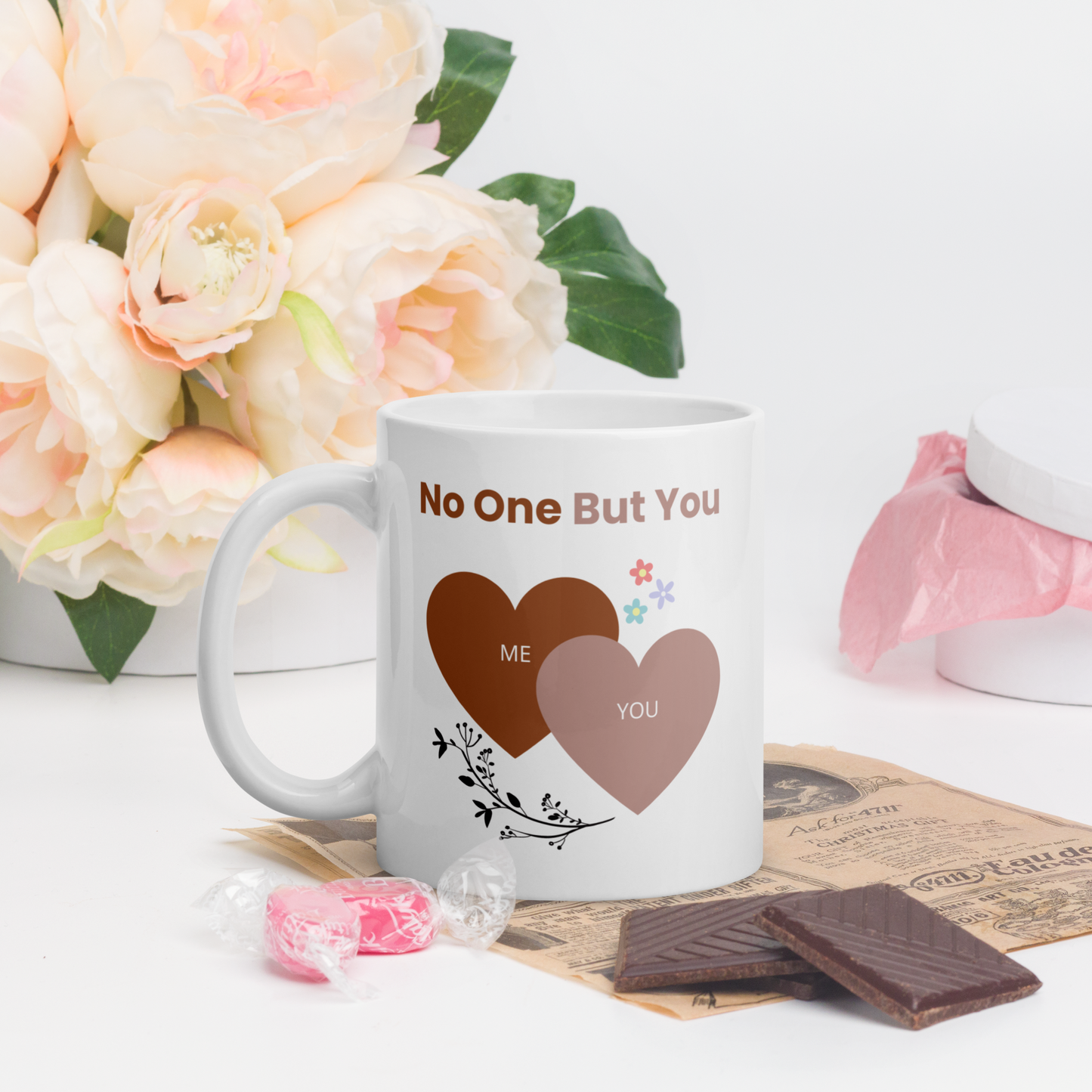 No One But You -White glossy mug-hearts